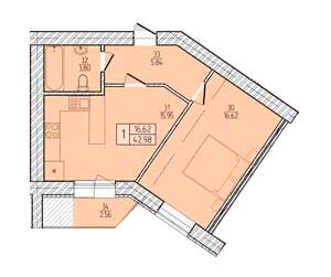 1-кімнатна 42.98 м² в ЖК Злагода від 16 100 грн/м², м. Винники