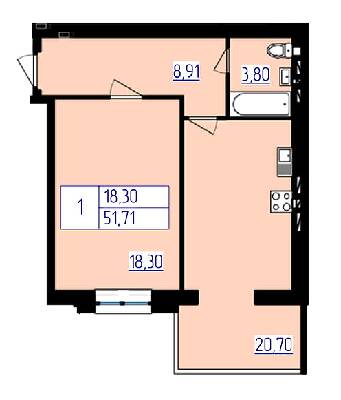 1-кімнатна 51.71 м² в ЖК Затишок від 11 700 грн/м², м. Стрий