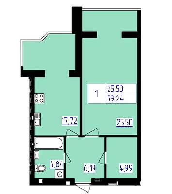 1-кімнатна 59.24 м² в ЖК Затишок від 11 700 грн/м², м. Стрий