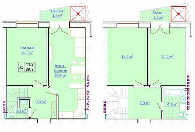 Двухуровневая 89.8 м² в КД Довбуш от 28 300 грн/м², г. Трускавец