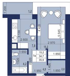 1-кімнатна 35.9 м² в ЖК Набережний від 12 500 грн/м², м. Червоноград