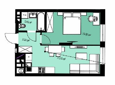 1-кімнатна 39.4 м² в ЖК Green Park від 17 750 грн/м², м. Винники