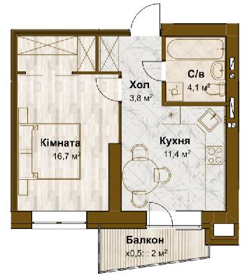 1-комнатная 38 м² в ЖК Традиция от 15 100 грн/м², с. Змиенец