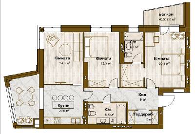 3-кімнатна 93.1 м² в ЖК Традиція від 16 750 грн/м², с. Зміїнець