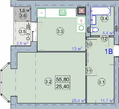 1-комнатная 55.8 м² в ЖК на ул. Первомайская, 7 от 19 600 грн/м², г. Бердянск