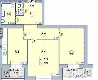 2-комнатная 79.29 м² в ЖК на ул. Первомайская, 7 от 19 600 грн/м², г. Бердянск