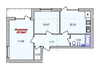 2-кімнатна 54.52 м² в ЖК ECOtown від 18 700 грн/м², Ужгород