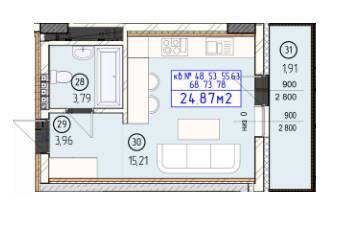 Студія 24.87 м² в ЖК Будапешт від 27 450 грн/м², Ужгород