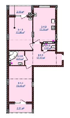 2-комнатная 76.9 м² в ЖК Счастливый от 15 500 грн/м², Ужгород