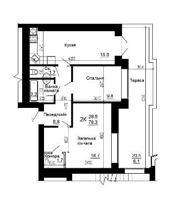 2-кімнатна 63.9 м² в ЖК Bavaria City від 15 200 грн/м², с. Крюківщина