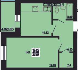 1-кімнатна 42.96 м² в ЖК Мирний від 16 000 грн/м², с. Розсошенці