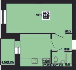 1-комнатная 43.27 м² в ЖК Мирный от 16 000 грн/м², с. Россошенцы