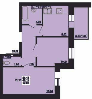 2-кімнатна 50.65 м² в ЖК Мирний від 18 000 грн/м², с. Розсошенці