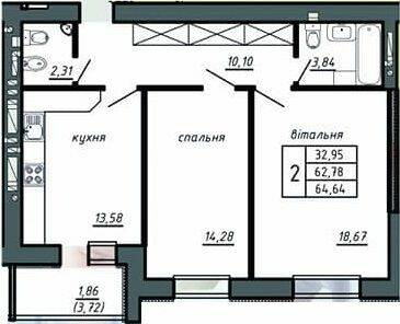 2-кімнатна 64.64 м² в ЖК Комфорт Лайф від 11 000 грн/м², м. Чортків