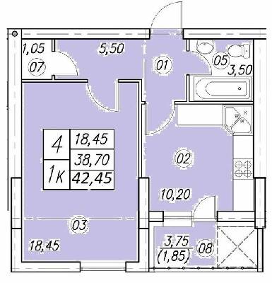 1-комнатная 42.45 м² в ЖК Аквамарин от 14 500 грн/м², Тернополь