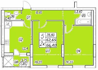 2-комнатная 66.4 м² в ЖК Аквамарин от 14 500 грн/м², Тернополь