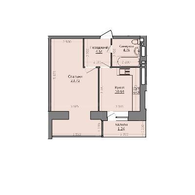 1-комнатная 44.88 м² в ЖК Эгоист от 11 000 грн/м², Хмельницкий