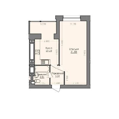 1-комнатная 42.5 м² в ЖК Эгоист от 11 000 грн/м², Хмельницкий