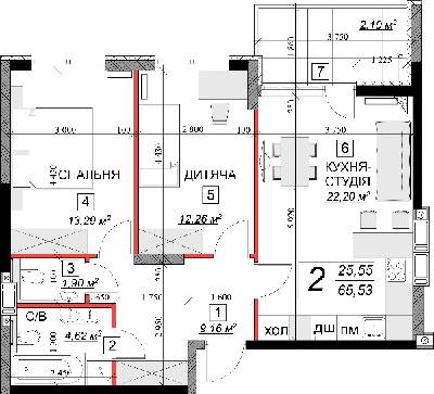 2-кімнатна 65.53 м² в ЖК Якісне житло від 10 900 грн/м², м. Кам`янець-Подільський