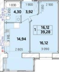 1-комнатная 39.28 м² в ЖК Масаны от 14 500 грн/м², Чернигов