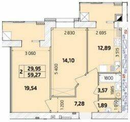 2-кімнатна 59.27 м² в ЖК Масани від забудовника, Чернігів