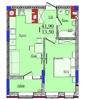 1-комнатная 41.9 м² в ЖК Compass от 24 300 грн/м², Черновцы