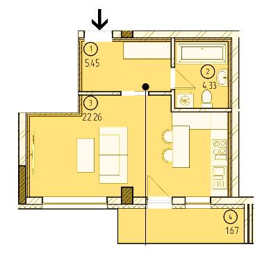 1-кімнатна 33.71 м² в ЖК Престиж від 22 550 грн/м², Ужгород