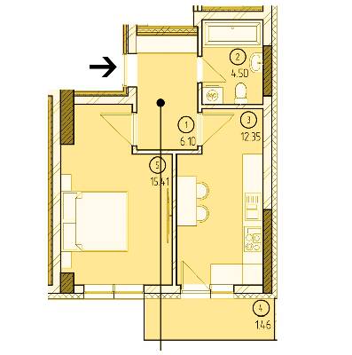 1-комнатная 39.82 м² в ЖК Престиж от 22 550 грн/м², Ужгород