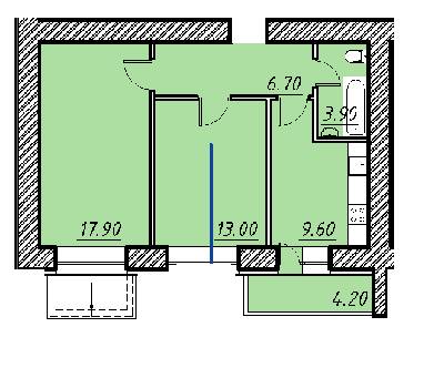 2-кімнатна 52.4 м² в ЖК Світанок від 16 650 грн/м², м. Бориспіль