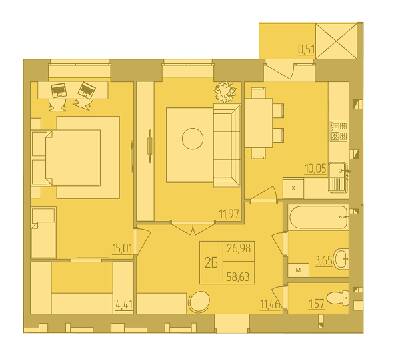 2-комнатная 58.63 м² в ЖК Синергия Glass от 14 700 грн/м², Ровно