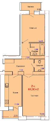 2-комнатная 66.9 м² в ЖК на ул. Сенная, 19 от 21 500 грн/м², Полтава