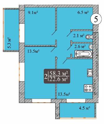 2-кімнатна 58.3 м² в ЖК Dream Park від 11 700 грн/м², Хмельницький