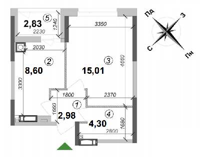 1-кімнатна 33.72 м² в ЖК Оптимісто від 21 000 грн/м², с. Гатне