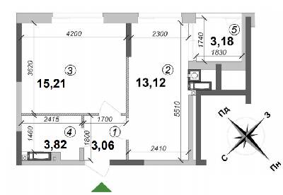 2-кімнатна 66.48 м² в ЖК Оптимісто від 18 500 грн/м², с. Гатне