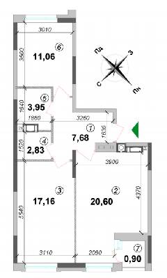 2-кімнатна 64.2 м² в ЖК Оптимісто від 18 000 грн/м², с. Гатне