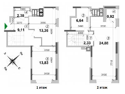 Двухуровневая 73.45 м² в ЖК Оптимісто от 16 500 грн/м², с. Гатное