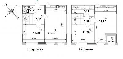 Двухуровневая 82.2 м² в ЖК Оптимісто от 17 500 грн/м², с. Гатное