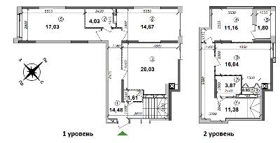 Двухуровневая 117.05 м² в ЖК Оптимісто от 17 600 грн/м², с. Гатное