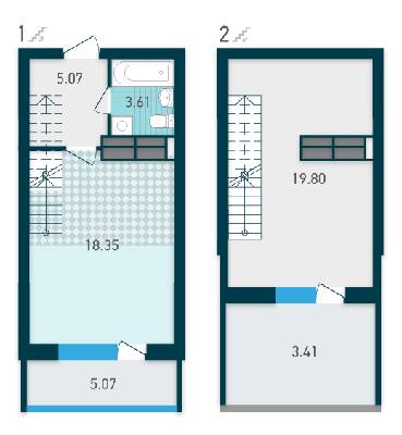 Двухуровневая 52.69 м² в ЖК GENESIS от 28 275 грн/м², Киев