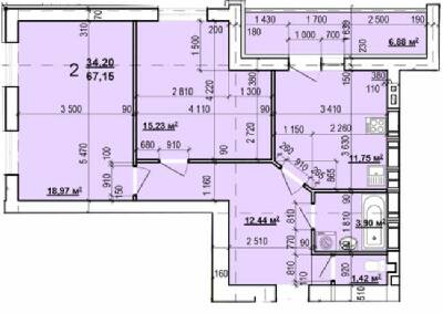 2-кімнатна 67.15 м² в ЖК Миру-3 від 12 500 грн/м², Харків