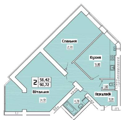 2-кімнатна 90.72 м² в ЖК на вул. Коперника, 83 від 24 500 грн/м², Луцьк