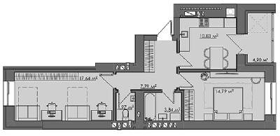 2-комнатная 61.76 м² в ЖК CENTRAL CITY Apartments от 25 850 грн/м², Ровно