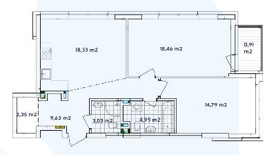 2-кімнатна 72.45 м² в ЖК Варшавський-2 від 19 100 грн/м², Київ