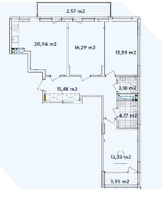 3-кімнатна 95.6 м² в ЖК Варшавський-2 від 17 450 грн/м², Київ