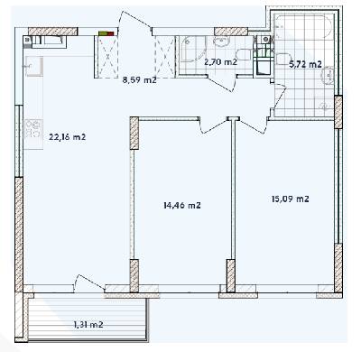 2-кімнатна 70.03 м² в ЖК Варшавський-2 від 19 100 грн/м², Київ