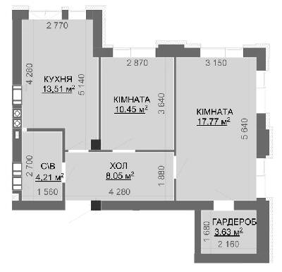 2-кімнатна 57.62 м² в ЖК Найкращий квартал-2 від 15 800 грн/м², смт Гостомель