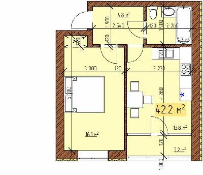 1-комнатная 42.2 м² в ЖК Джерельный от 17 000 грн/м², Винница