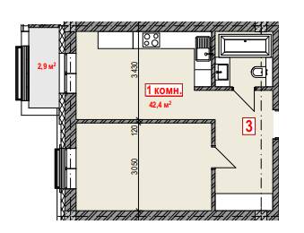 1-кімнатна 42.4 м² в ЖК Club City від 19 650 грн/м², Херсон