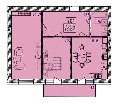 2-кімнатна 65.3 м² в ЖК Парк Морський від 16 500 грн/м², м. Южне