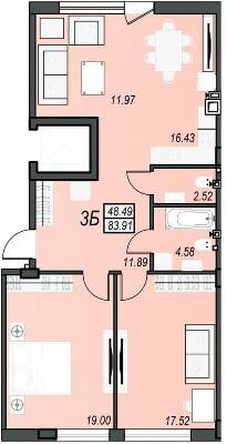 3-кімнатна 83.91 м² в ЖК Sunrise City від 19 450 грн/м², м. Чорноморск